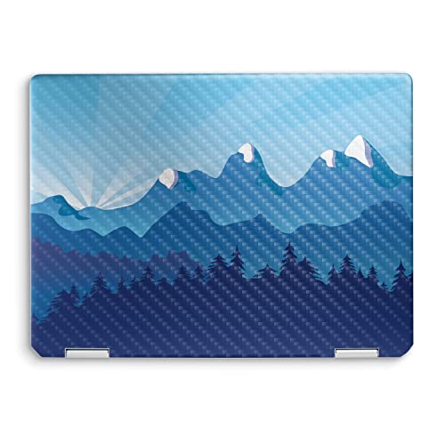 Image of MightySkins Carbon Fiber Skin Compatible with HP Spectre x360 14 inch (2022) Full Wrap Kit - Blue Mountains | Protective Durable Textured Carbon Fiber Finish | Easy to Apply | Made in The USA