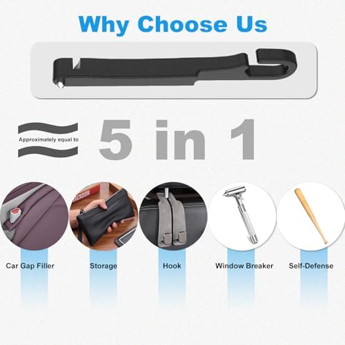 Bigger Solutions Car Seat Gap 2pk Filler with Storage, Hook & Emergency Glass Breaker — view 7
