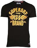 Superdry - Mens 54 Brand Cold Dye T-Shirt, Size: Large, Color: Black Slub