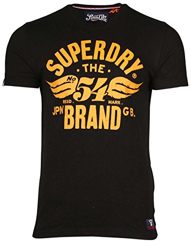 Superdry - Mens 54 Brand Cold Dye T-Shirt, Size: Large, Color: Black Slub