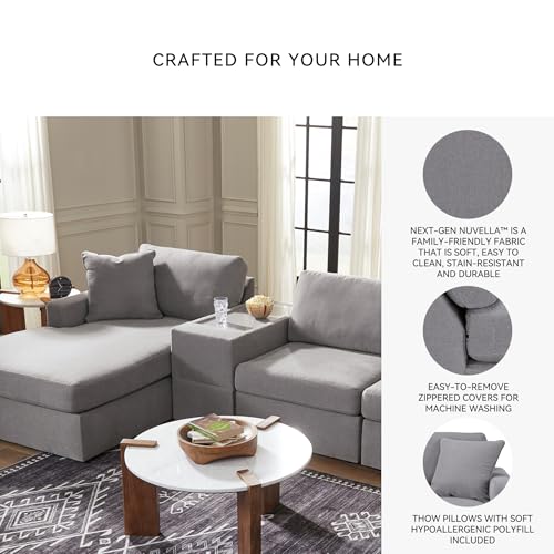 Image of Signature Design by Ashley 4-Piece Modular Sectional with Chaise, Granite