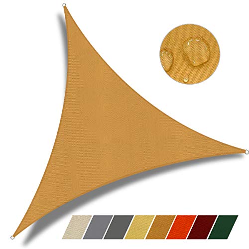 JYYnet Toldo Vela de Sombra, Triángulo 2×2×2m Toldo Vela de Sombra Prevención Rayos UV Poliéster Toldo para Terraza Exterior Jardín (2×2×2m, Arena)