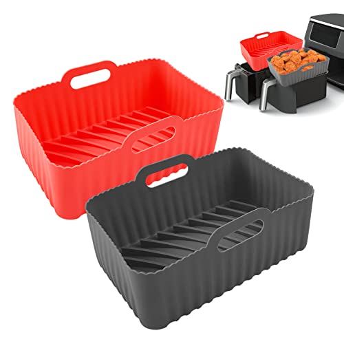 Rainmae Lot de 2 pots de friteuse à air comprimé en silicone réutilisable, panier de friteuse à air comprimé facile à nettoyer, accessoires de friteuse à air comprimé de qualité alimentaire Cover