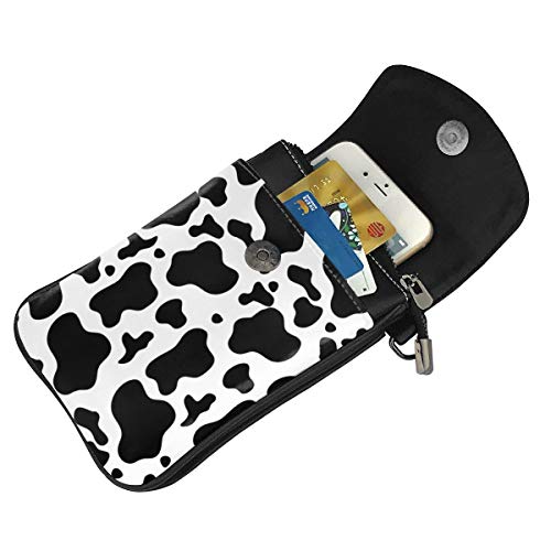 YongColer Fashion Small Cellphone Crossbody Shoulder Bag Black White Milk Cow Spots Print Cell Phone Purse Wallet Lightweight Roomy Pockets Smartphone Bag For Women Girls Teens4