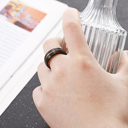 Turmtf Tungsten Rings For Men Wedding Band, Engagement Anniversary Rings Blue/Rose Gold 8Mm Tungsten Ring Size6-13 (Rose Gold, 8) #TOP1