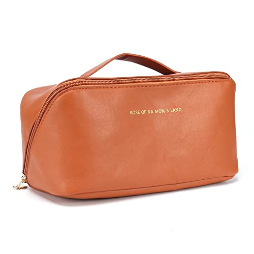 Trousse de maquillage de voyage grande capacité pour femme, sac de maquillage en polyuréthane multicouche, marron, Universel Cover