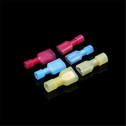 Davitu Wire Connectors Terminals Crimp 500PCS Nylon fully Insulated 14-12AWG Spade Male & Female Electrical Crimp Terminals Kits blue