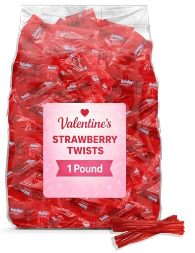 Bulk Strawberry Twist Licorice Candy - 1 Pound Bag Fun Size Individually Wrapped Soft & Chewy Candy For Parties, Pinata Fillers, Snacks & Treats - Approx 45 Pieces