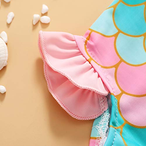 Newborn Infant Baby Girl One Piece Bathing Suit Rainbow Mermaid Swimsuit Fish Scale Printing Swimwear 0-18 Months (Mermaid, 0-3 Months) #TOP5