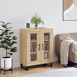 Gecheer Aparador de Madera contrachapada, diseño Elegante con Puertas de Vidrio, Espacio Amplio para Almacenamiento, Acabado en Roble Sonoma, Muebles de salón para almacenar vajillas y decoración