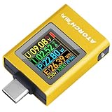 USB C Power Meter USB C Tester, USB Multimeter 4.5-50V 0-12A Two-Way Measurement Gravity Sensor Voltage Current Capacity Amp Volt Voltmeter Ammeter Digital Tester for Chargers Power Bank Cable Gold