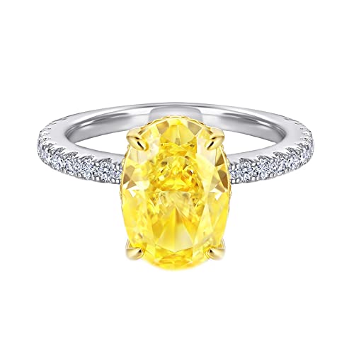 Alliance Fiançailles Femme Argent Bagues Halo Zirconium Ovale 8x12
