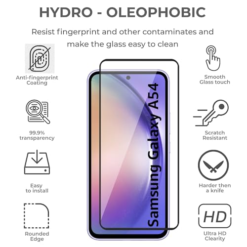 Image of Tempered Glass Screen Protector for Samsung Galaxy A54 - Premium HD Clarity, Durable 9H Hardness