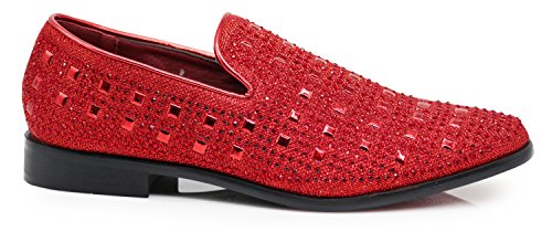 Image of SPK11 Men's Vintage Fashion Rhinestone Designer Dress Loafers Slip On Shoes Classic Tuxedo Dress Shoes
