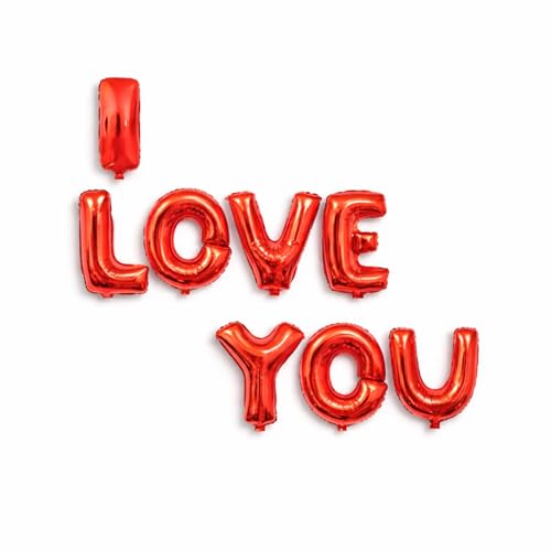 Image of Rozi Decoration I Love You Foil Balloon for Decoration (Red) Pack of 8 Letters