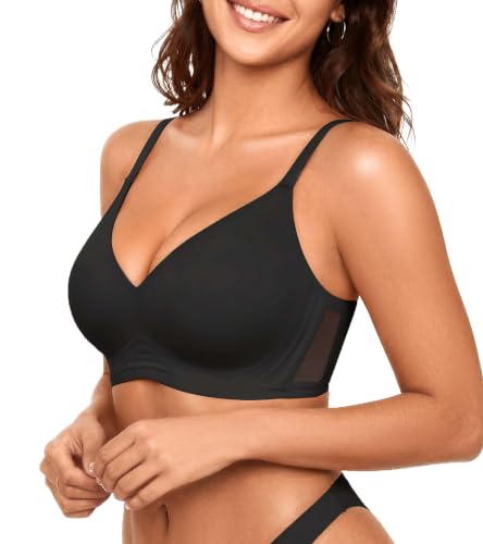 DeAngelmon Jelly Bras for Women, Wireless Supportive Full Coverage T-Shirt Bra