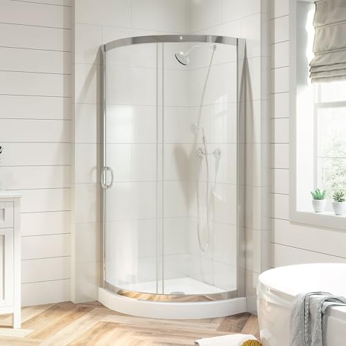 OVE Decors Breeze 32 in. Corner Shower Clear Sliding Door with Base in Chrome Finish