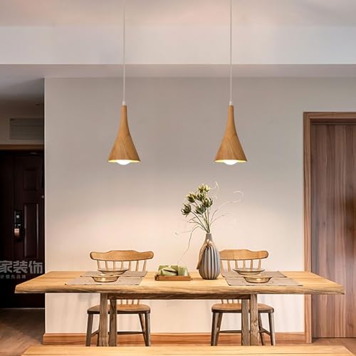 Lustre moderne hauteur réglable suspension bois E27 chambre - 5