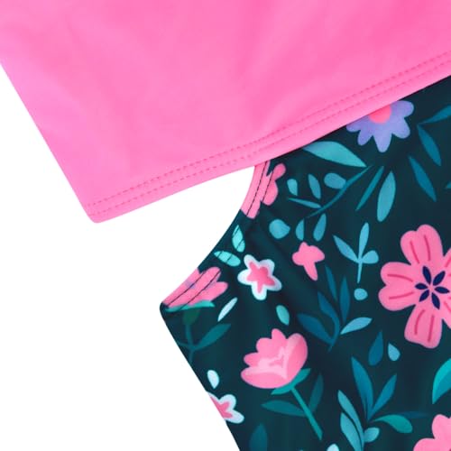 Image of Alakuoti Girls One Piece Swimsuits Cutout Ruffle Bathing Suit Quick Dry Beach Swimwear with Adjustable Strap 5-14 Years