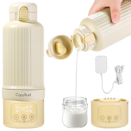 Portable Bottle Warmer for Travel, 17Oz Detachable Milk Warmer On The Go - Fast Heating, Built-in Sterilizer, 48H Keep Warm, Precise Temp Control, Portable Bottle Warmer for Breastmilk & Wat
