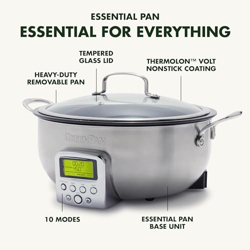 image for GreenPan Elite 6QT Electric Skillet, Sear Saute Stir-Fry Cook Rice, He