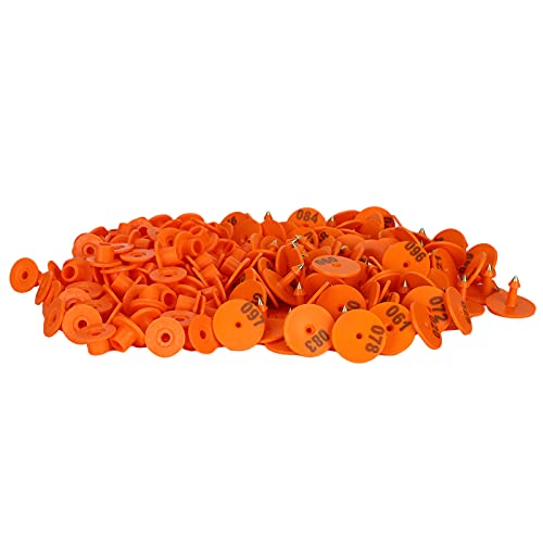 Gavigain Lot de 200 étiquettes d'oreille pour bétail, robustes et endommagements, faciles à installer, pour moutons, vaches, porcs, chèvres et autres animaux de ferme (Orange colored earmark)
