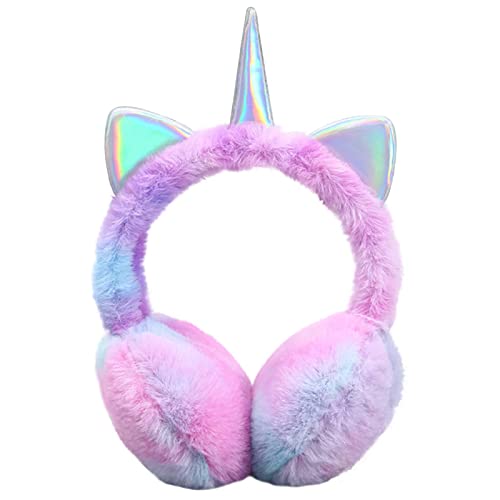 ZTL Unicorn Earmuffs for Girls Kids Women Soft Plush Ear Warmers Winter Ear Muffs