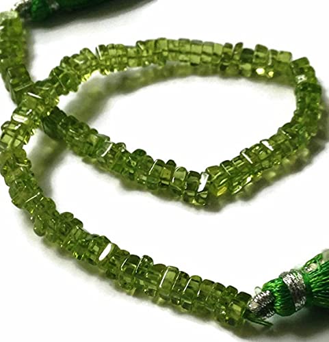 Rondelles de péridot carrées LKBEADS 4.25mm, pierres fines de qualité supérieure