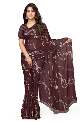 Image of MIRCHI FASHION Women's Ready to Wear 1 Minute Drape Chiffon Printed Saree with Blouse Piece