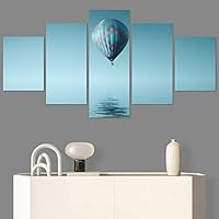 SIGNWIN 5 Panel Canvas Wall Art Modern Art Expressive Hot Air Balloon Minimalist Multicolor Photography Transportation for Home Decorations Ready to Hang - 60
