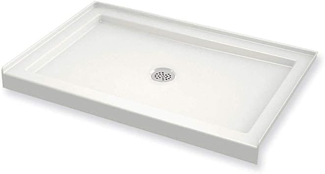 Maax B3Round Rectangular Acrylic Alcove Shower Base with Round Center Drain, 47.875-in L x 35.875-in W x 4-in H, White