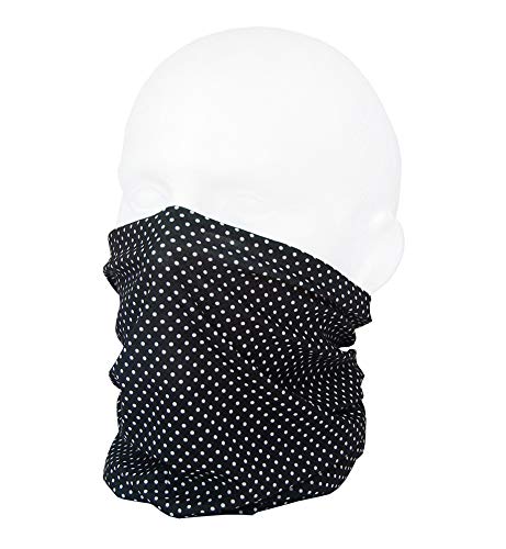 Ruffnek B&W POLKADOT SCARF - Máscara de cuello multifuncional para hombres, mujeres y niños
