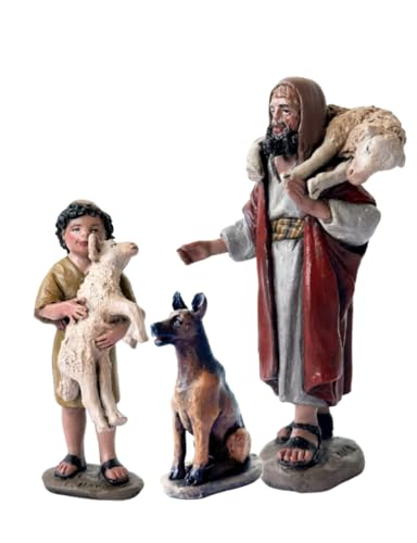 Triciclo Editores Figuras Pastores y Perro |Figuras de Belén |Serie 11cm| Diseñadas por José Luis Mayo |Decoración Navideña |Nacimiento