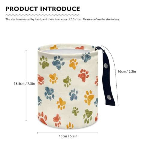 Image of Dog Paw Car Rubbish Bin Portable Waste Basket Can Foldable Auto Waste Storasge Bag Holder with Adjustable Strap for Camping, Travelling, Picnic