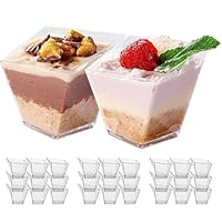Matana - 100 Bicchierini di Plastica Monoporzione Riutilizzabili per Finger Food (70ml) - Bicchieri Trasparenti per Dolci, Contenitori per Dessert