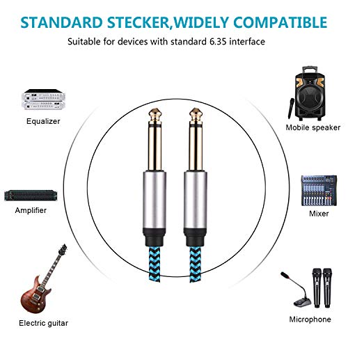Hftywy 6.35Mm Guitar Cable 15 Ft 1/4 Inch Guitar Instrument Cable 6.35Mm (1/4) Ts To 6.35Mm (1/4) Trs Stereo Audio Cable Male To Male With Zinc Alloy Housing And Nylon Braid #TOP3