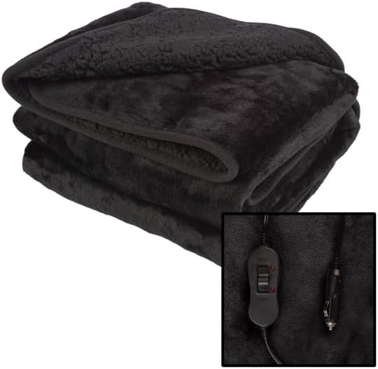 Miniatura 6 de Stalwart Manta térmica para automóvil, manta térmica de 12 V para automóvil, camión, RV o campamento, manta eléctrica portátil de viaje de 59 x 43
