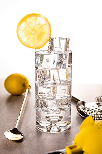 Lemonsoda Crystal Bubble Base Collins Glass Highball Tumbler - Set Of 4 - Heavy Weighted Bottom - Unique Design Great For Water, Juice, Beer, Cocktails, And More- 12Oz #TOP5