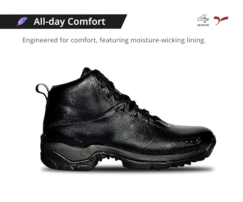 4 WITH QUIVE Sega combat CO-7 Black Boots Men lace up Leather Comfortable, Tactical Boots For Work & Security Slip Resistant (Black, UK Footwear Size System, Adult, Men, Numeric, Medium, 9) - Image 3