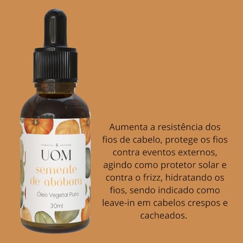 Óleo de Semente de Abóbora 30ml UOM | Corpo, Pele e Cabelo