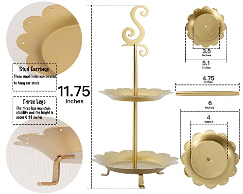 Collective Home - Monogram Metal Jewelry Tray, Two-Tiered Jewelry Storage, Jewelry Towers, Desk Organizer Space Saving Durable For Rings Earrings Necklaces Bracelet Watch Keys And Other Small Accessories (S) #TOP2