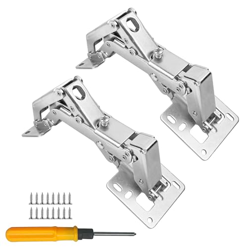 Jiaxitek 2-Pack versteckte Scharniere - 170 Grad Soft Close, hydraulisch einstellbare Aufputz-Schrankscharniere, verdeckte Schrankscharniere für rahmenlose Türen