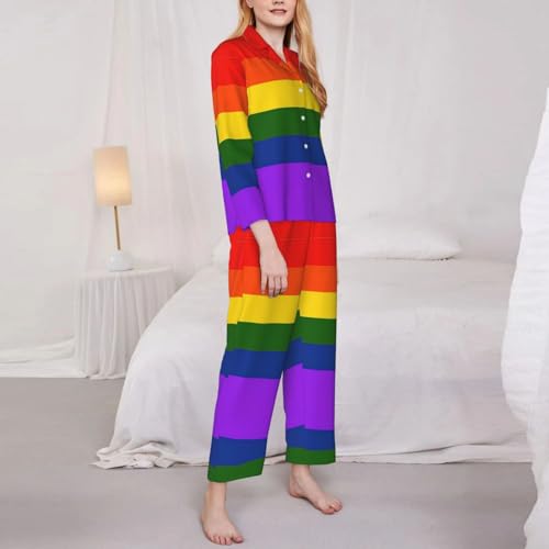Ensemble pyjama imprimé drapeau arc-en-ciel coloré et confortable - 3