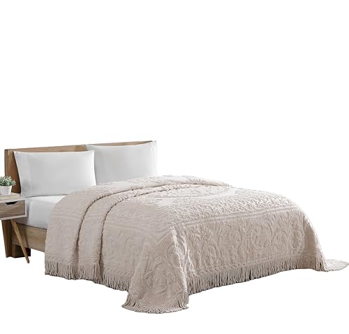 Image of Beatrice Home Fashions Medallion King Cotton Chenille Bedspread, Blush