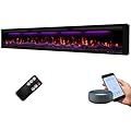 Dreamflame 88" WiFi-Enabled Electric Fireplace Inserts, Smart Control via Alexa or App, Recessed & Wall Mounted Fireplace Heater with Thermostat, Slim Frame, Multi-Color Combinations, Black