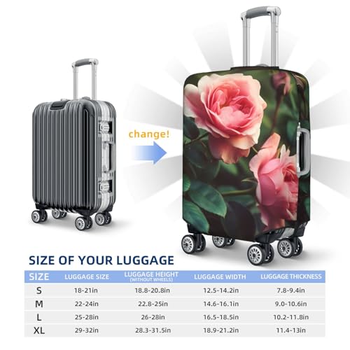 Cartoon Roses Travel Luggage Cover for Suitcase Anti-Scratch Fashion Suitcase Protector Washable Elastic Baggage Covers Fits 18-21 Inch Luggage for Travel Beach Holiday3