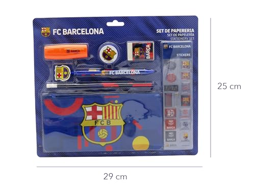 CYPBRANDS FC Barcelona, Schreibwaren-Set, Schulmaterial, Schreiben, Barça, Blau, offizielles Produkt