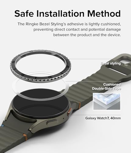 Image of Ringke Bezel Styling & Glass Compatible with Samsung Galaxy Watch 7 40mm [Combo] Anti-Scratch Stainless Steel Frame Ring Cover with HD Clear Tempered Glass Screen Protector - 40-96 (ST) Black