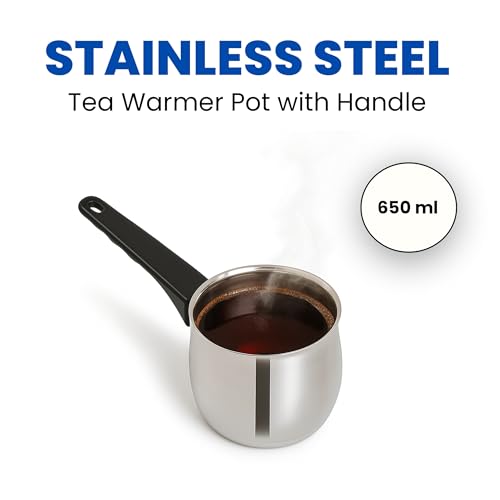 Image of 650ml Turkish Tea & Coffee Warmer | Stainless Steel Milk & Tea Warmer with Handle | Turkish Coffee Decanter | Tea Cup & Butter Melting Pan | Multipurpose Pot