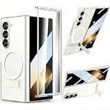 Hiooloon Magnetic for Galaxy Z Fold 8 Ultra Case Clear with Stand & Screen Protector, Compatible with MagSafe, Built-in 2-Way Kickstand [Horizontal & Vertical Stand] Slim Fit Bumper Cover (Clear)